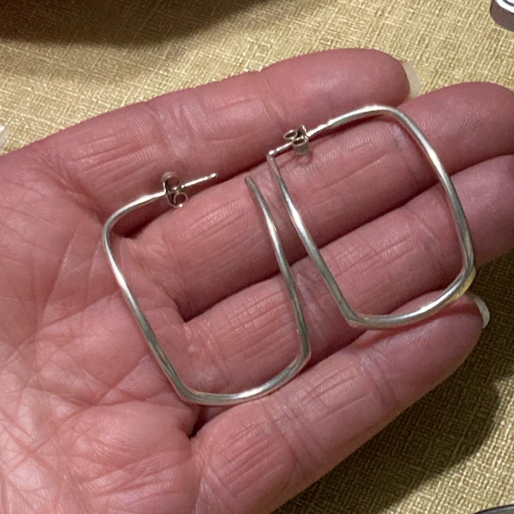 Sterling Silver Rounded Rectangular Italian Post … - image 5